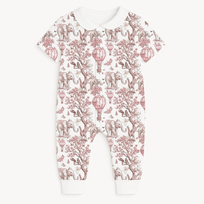 Ромпер з коротким рукавом i комірцем K061CL PINK TOILE AFRICA