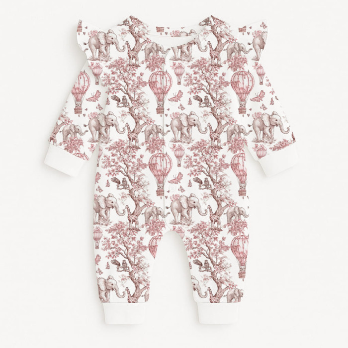 Ромпер з довгим рукавом i рюшками K070 PINK TOILE AFRICA