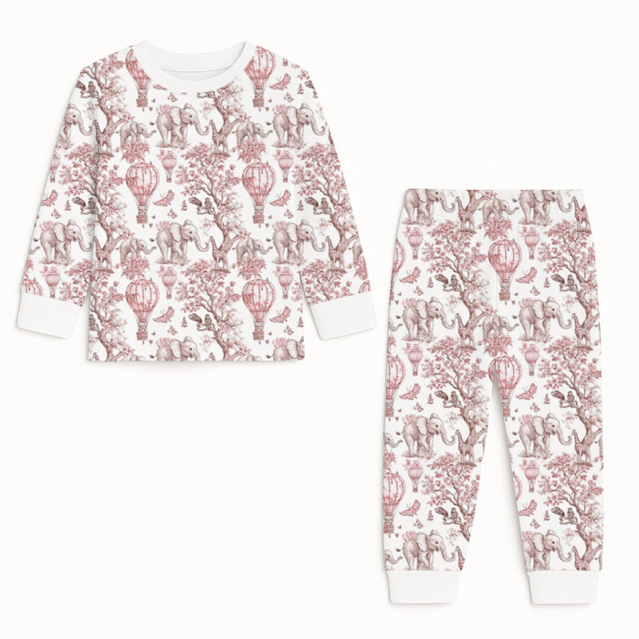 Дитяча піжама з довгим рукавом з 100% pima котона PJ001 PINK TOILE AFRICA