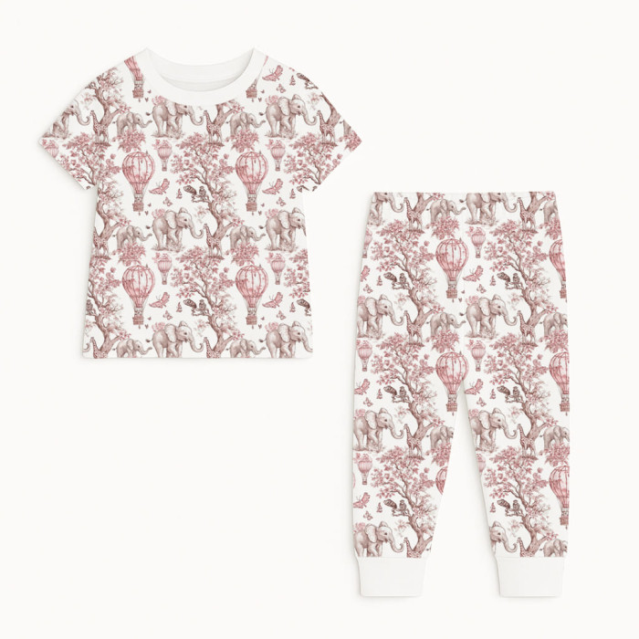 Піжама з візерунком із супіма бавовни PJ008 PINK TOILE AFRICA