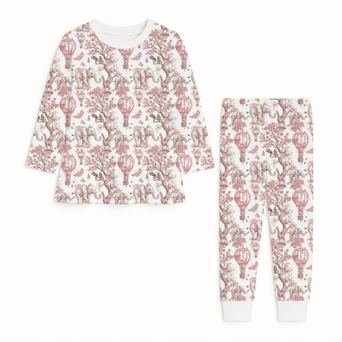 Піжама для дівчаток з бавовни Supima з довгим рукавом — модель PJ009 PINK TOILE AFRICA