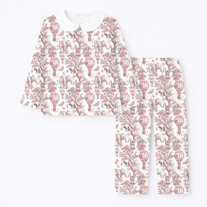 Дитяча піжама з комірцем 100% pima котона PJ020 Pink Toile Africa
