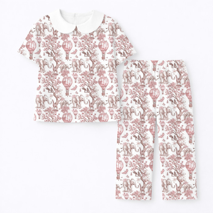 Дитяча піжама з комірцем 100% pima котона PJ021 Pink Toile Africa