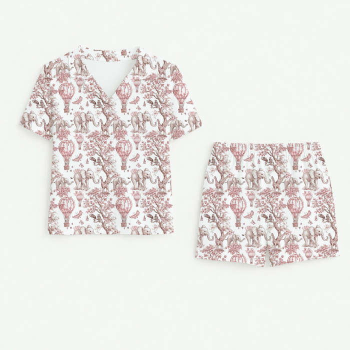 Жіноча класична піжама з англійським коміром та застібкою PW123  Pink Toile Africa