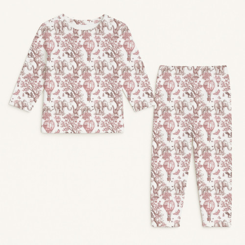 Дитяча піжама з довгим рукавом з 100% pima котона PJ025 Pink Toile Africa
