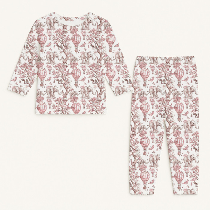 Дитяча піжама з довгим рукавом з 100% pima котона PJ025 Pink Toile Africa