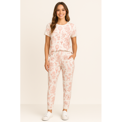Женская пижама PW108 PINK TOILE AFRICA – короткий рукав и брюки на манжете PINK TOILE AFRICA