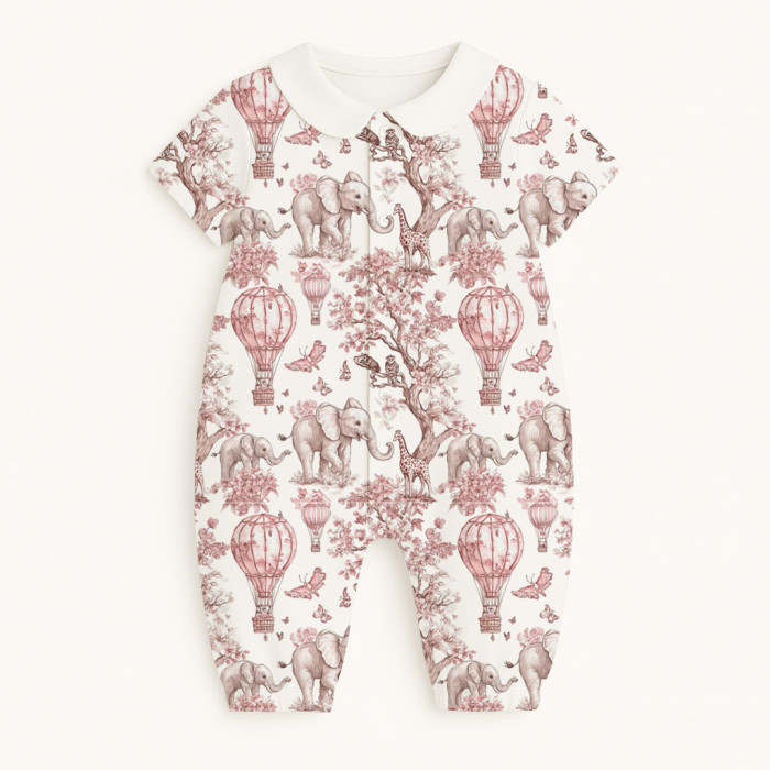Довгий пісочник із рукавами з бавовни з комiрцем Supima R017 PINK TOILE AFRICA