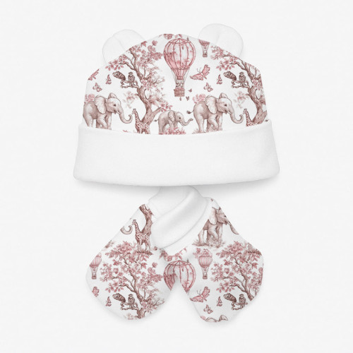 Комплект: шапочка та царапки Set010 PINK TOILE AFRICA