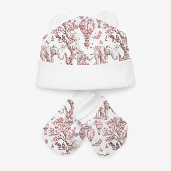 Комплект: шапочка та царапки Set010 Pink Toile Africa