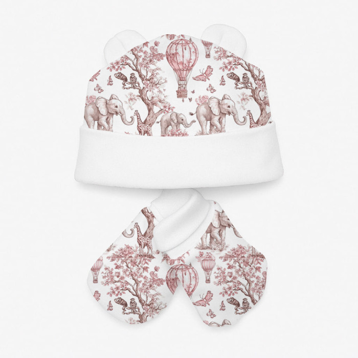 Комплект: шапочка та царапки Set010 PINK TOILE AFRICA