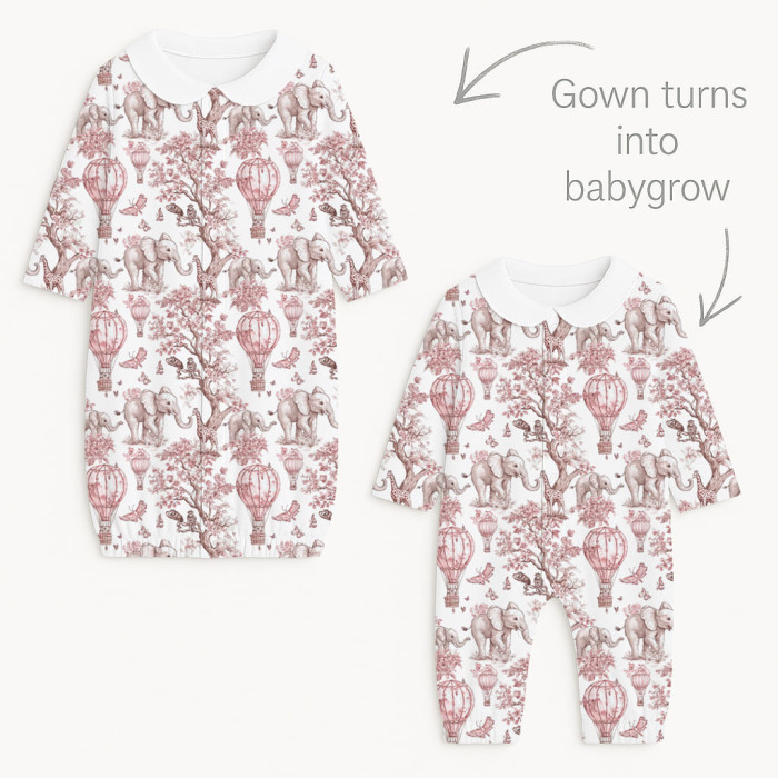 Дитячий комбінезон-трансформер з комiрцем TR003 PINK TOILE AFRICA