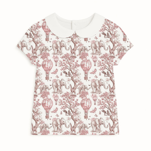 Футболка з коротким рукавом для хлопчиків та дівчаток з комiрцем TSH001Cl PINK TOILE AFRICA