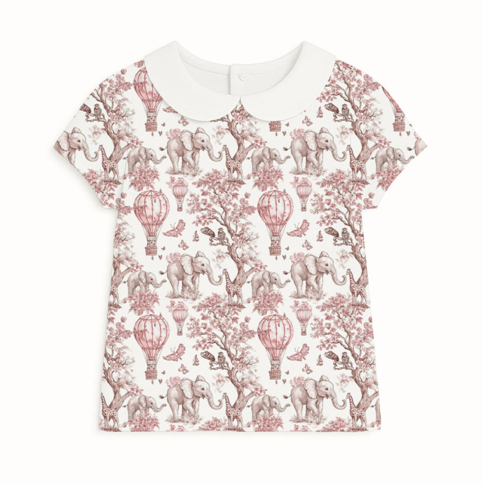 Футболка з коротким рукавом для хлопчиків та дівчаток з комiрцем TSH001Cl PINK TOILE AFRICA