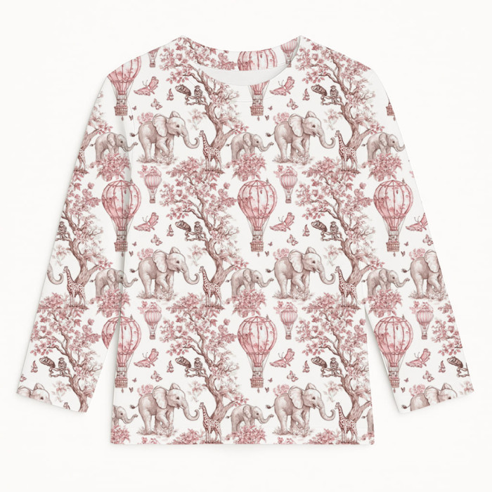 Футболка з довгим рукавом для хлопчиків та дівчаток TSH002 PINK TOILE AFRICA