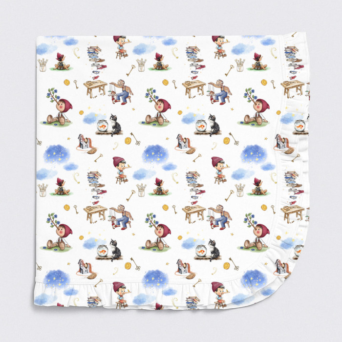 Двошарова дитяча ковдра з рюшей BL002  PINOCCHIO