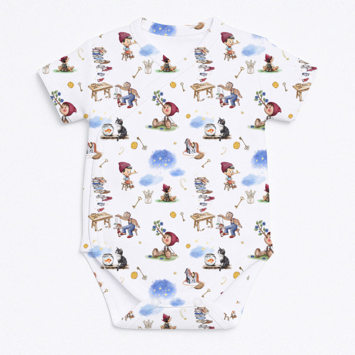 Боді Kimono з кортким рукавом для немовлят BSHL004  PINOCCHIO