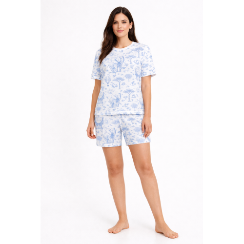 Элегантный комплект с футболкой и прямыми брюками  100% Supima Cotton PW104 BLUE TOILE AFRICA