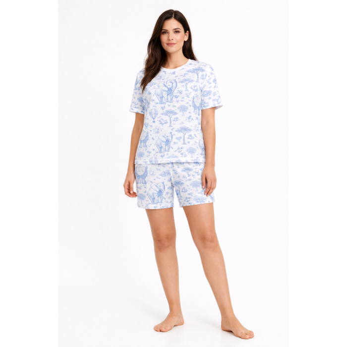 Элегантный комплект с футболкой и прямыми брюками  100% Supima Cotton PW104 BLUE TOILE AFRICA