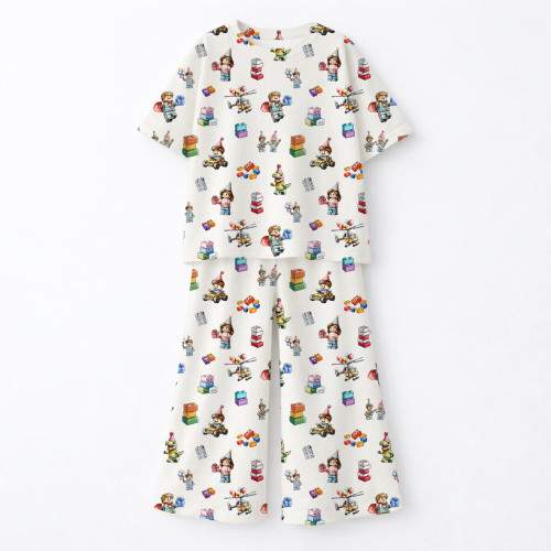 Детский сет с футболкой оверсайз и брючками палаццо  PJ030 100% Pima Cotton