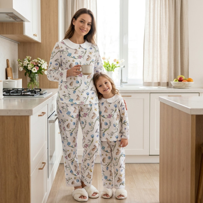Дитяча піжама з комірцем 100% pima котона PJ020 BLOSSOM BLUE
