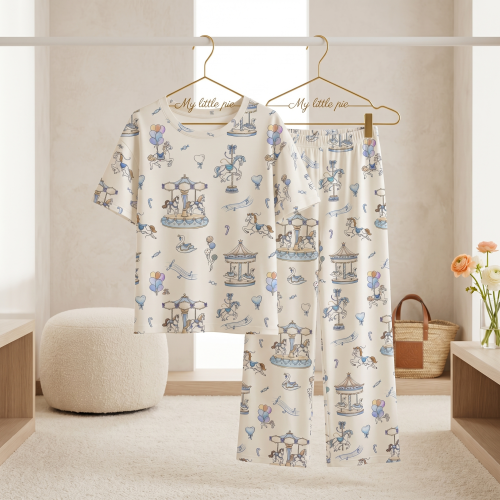 Детский сет с футболкой оверсайз и брючками палаццо  PJ030 100% Pima Cotton