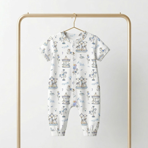 Длинный песочник с рукавами и воротником из хлопка Supima R017 Bonbon Blue