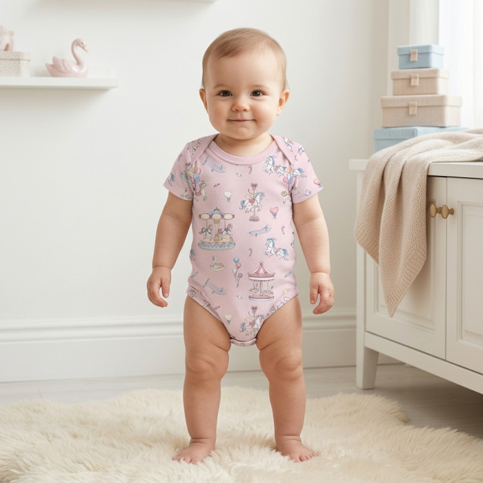 Боди с коротким рукавом  для малышей BSHL001  Bonbon Pink