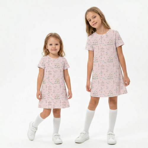 Очаровательное платье для сна с рюшами и длинным рукавом DR020 Bonbon Pink