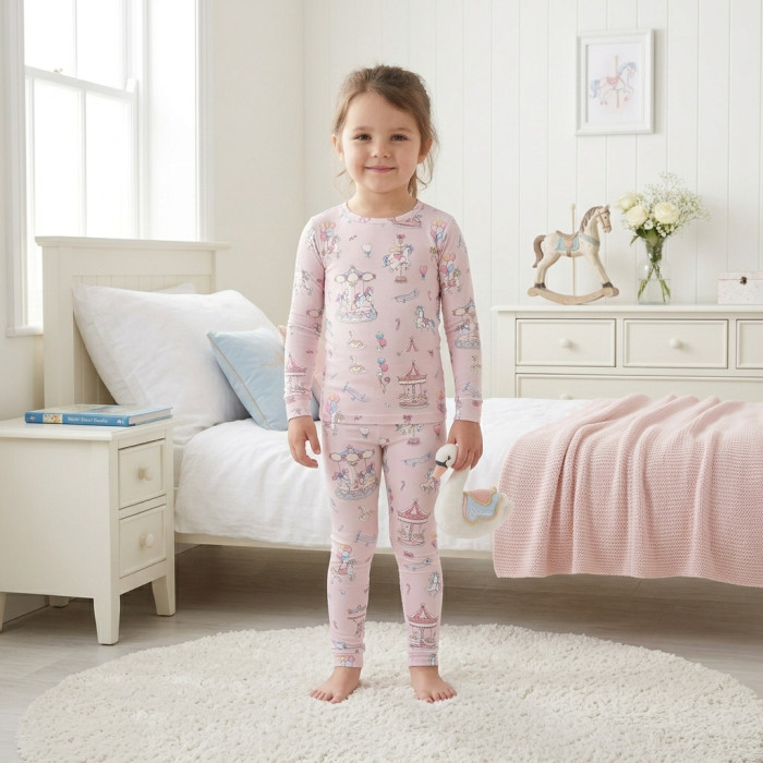 Дитяча піжама з довгим рукавом з 100% pima котона PJ025 BONBON PINK