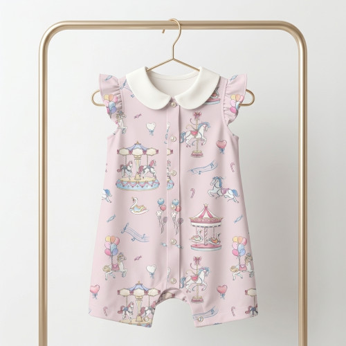 Песочник из хлопка Supima с крылышками и воротником R007CL Bonbon Pink