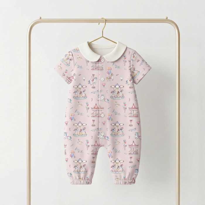 Довгий пісочник із рукавами з бавовни з комiрцем Supima R017CL Bonbon Pink