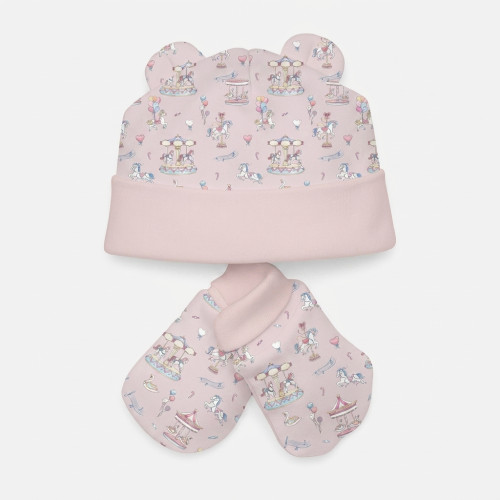 Комплект: шапочка и царапки Set010 Bonbon Pink