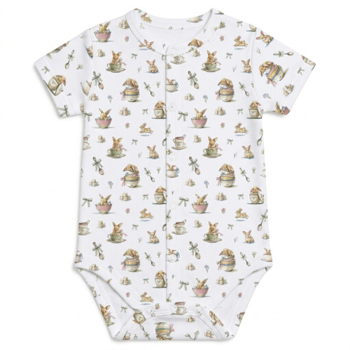 Боді Передня застібка з коротким рукавом для немовлят BSHL009  BUNNY TEA