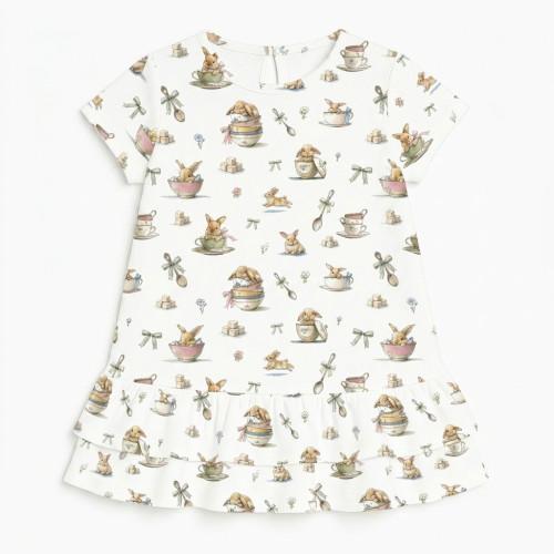 Сукня  з коротким рукавом і оборкою з бавовни Supima DR002 BUNNY TEA