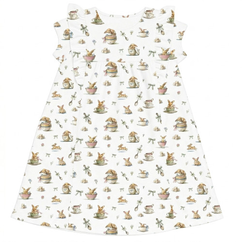 Сукня  з коротким рукавом і оборкою з бавовни Supima DR018 BUNNY TEA