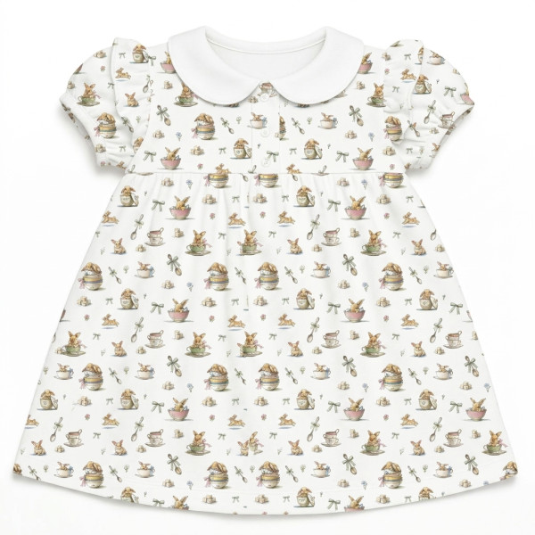 Сукня  з коротким рукавом і оборкою з бавовни Supima DR019CL BUNNY TEA
