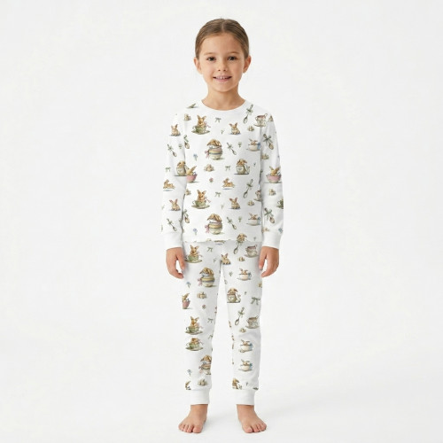 Дитяча піжама з довгим рукавом з 100% pima котона PJ001 BUNNY TEA