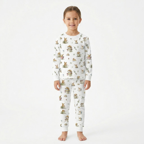 Дитяча піжама з довгим рукавом з 100% pima котона PJ001 BUNNY TEA