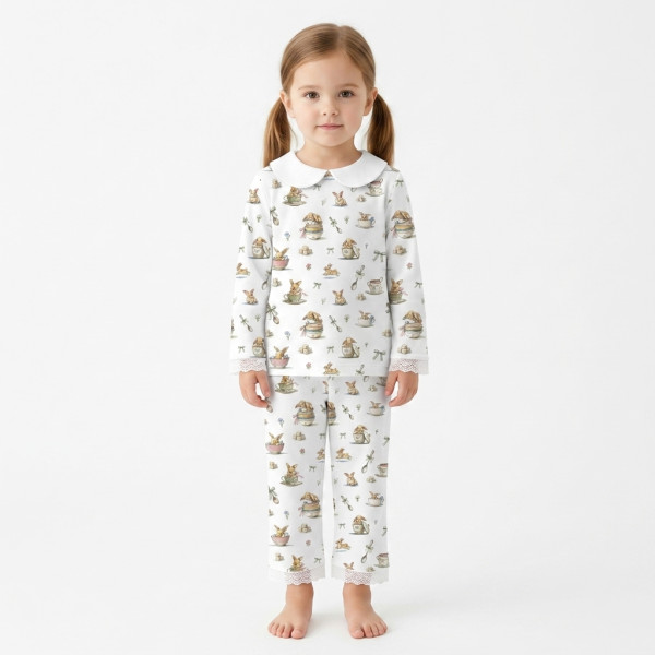 Дитяча піжама з комірцем 100% pima котона PJ020 BUNNY TEA