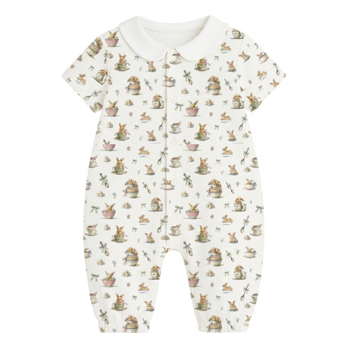 Довгий пісочник із рукавами з бавовни з комiрцем Supima R017CL BUNNY TEA