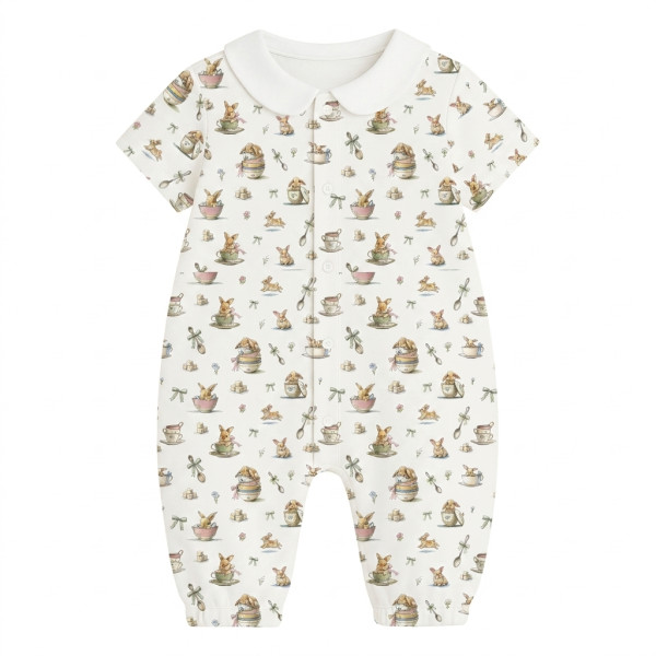 Довгий пісочник із рукавами з бавовни з комiрцем Supima R017CL BUNNY TEA