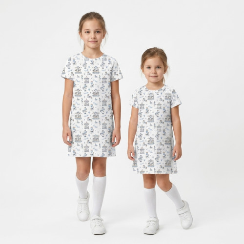 Платье с коротким рукавом из хлопка Supima DR020 BONBON BLUE