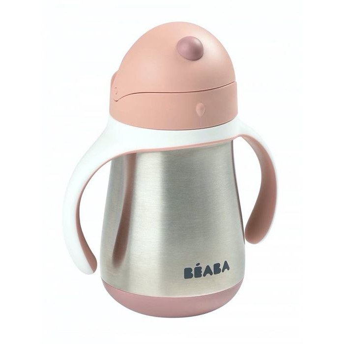 Поільник з трубочкою з нержавіючої сталі Beaba 250 мл - Old Pink, арт. 913482