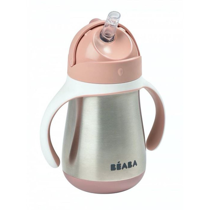 Поільник з трубочкою з нержавіючої сталі Beaba 250 мл - Old Pink, арт. 913482