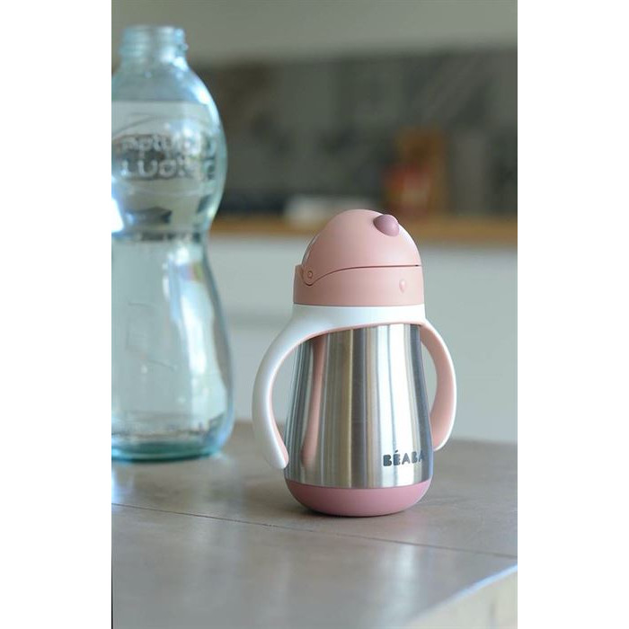 Поільник з трубочкою з нержавіючої сталі Beaba 250 мл - Old Pink, арт. 913482