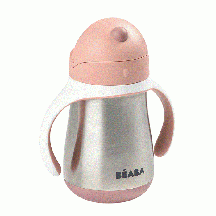 Поільник з трубочкою з нержавіючої сталі Beaba 250 мл - Old Pink, арт. 913482