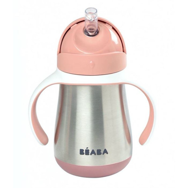 Поільник з трубочкою з нержавіючої сталі Beaba 250 мл - Old Pink, арт. 913482
