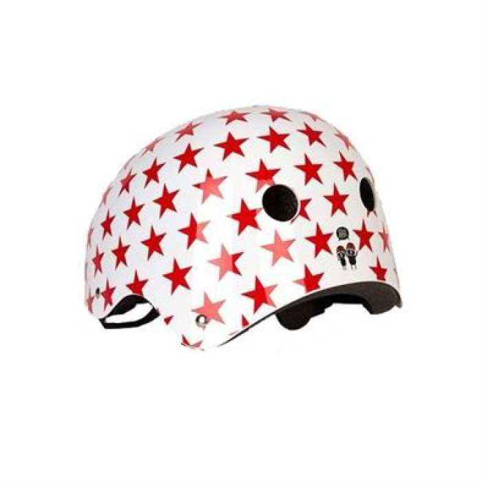 Велосипедний шолом Trybike 44 51см білий з червоними зірочками (COCO 4XS)