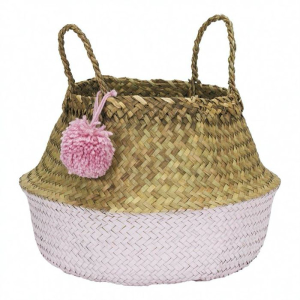 Кошик pompom, розмір M, рожевий колір із морської трави